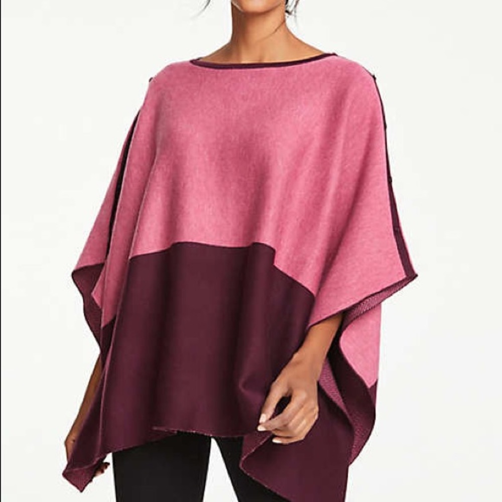 Ann Taylor GREY Cape pullover split seam sweater!